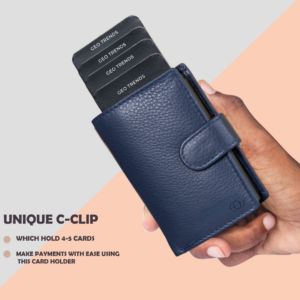 15 Geo Trends Premium Slim Leather Card Holder for Men & Women