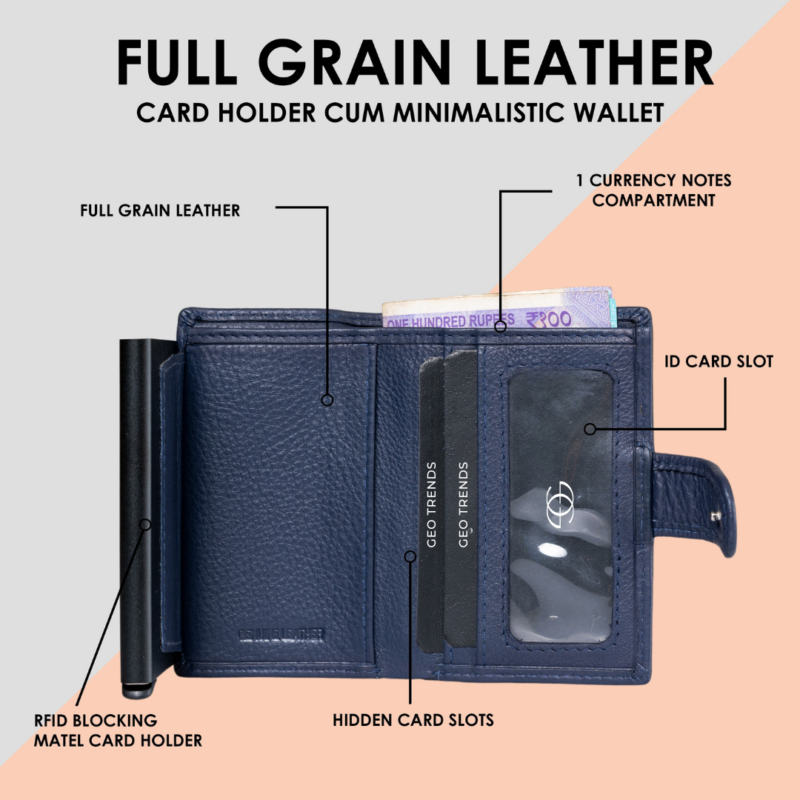 16 Geo Trends Premium Slim Leather Card Holder for Men & Women