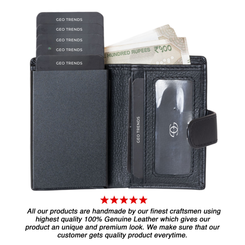 2 Geo Trends Men's Premium Leather Card Holder Secure and Slim Design