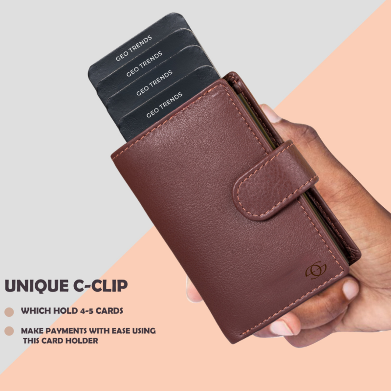 48 Geo Trends RFID Secure Leather Card Holder Slim and Functional