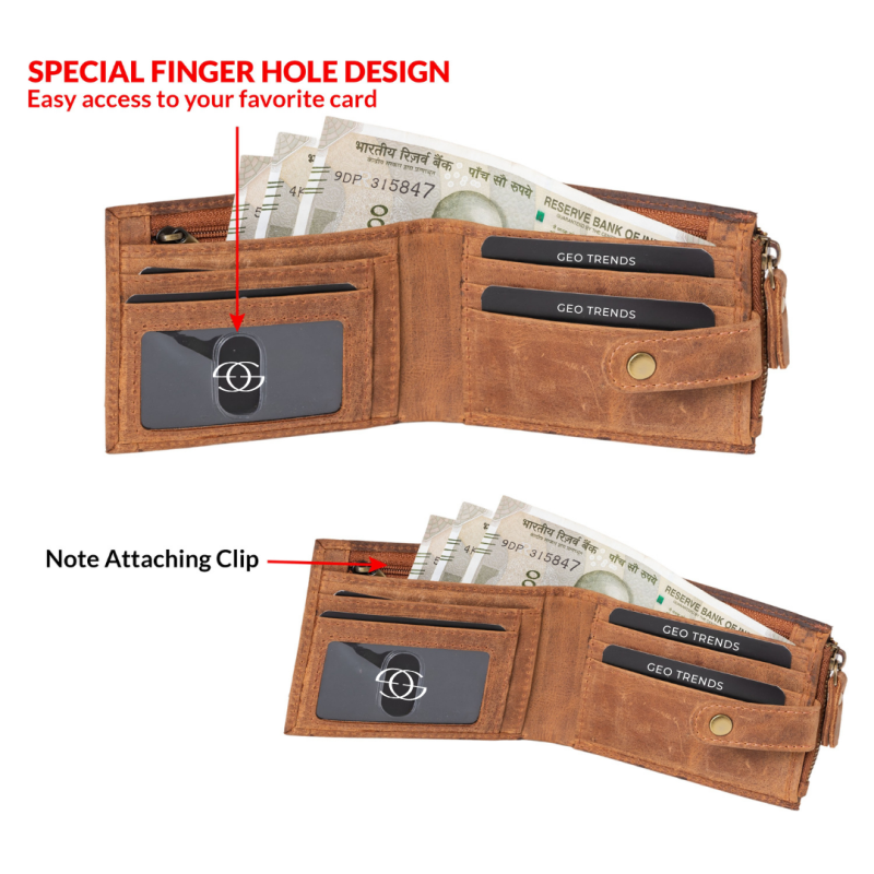 Classic Bifold Leather Wallet for Men – RFID Protection with Multiple Card Slots