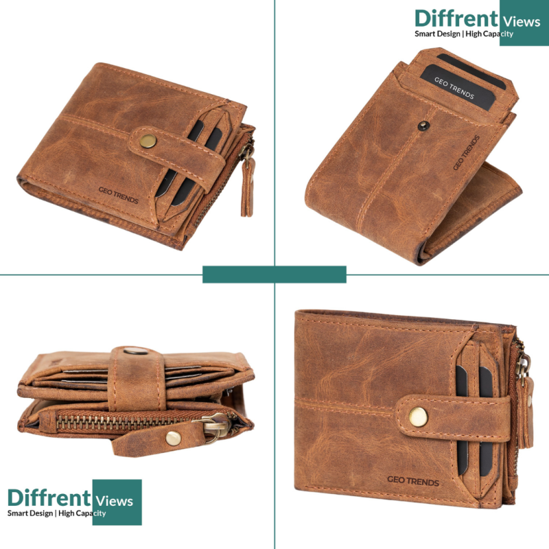 Classic Bifold Leather Wallet for Men – RFID Protection with Multiple Card Slots