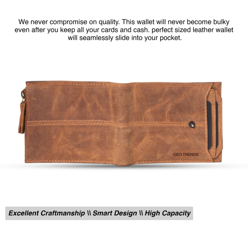 Classic Bifold Leather Wallet for Men – RFID Protection with Multiple Card Slots