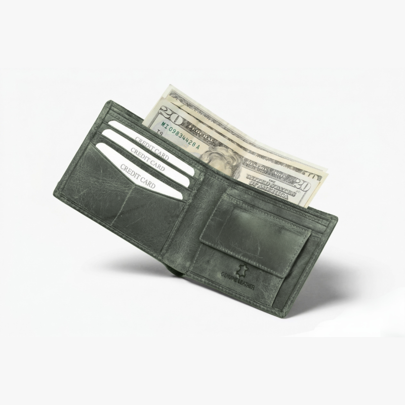 HGY Men’s Genuine Leather RFID Wallet – Slim Minimalist Bifold Wallet with ID Window