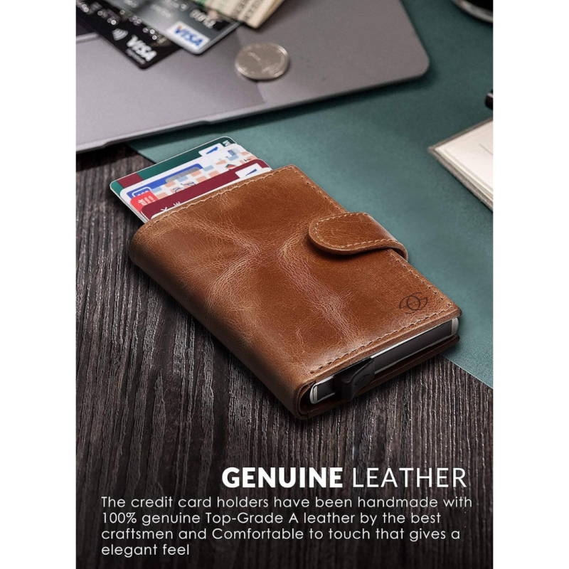 Geo Trends Premium Leather Card Holder with RFID Protection – Compact & Stylish Wallet
