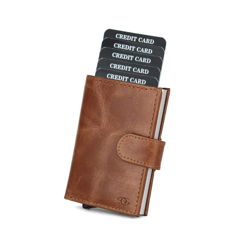 Geo Trends Premium Leather Card Holder with RFID Protection – Compact & Stylish Wallet